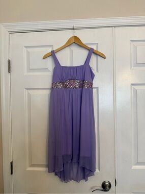 Girls' Lavender Sequin-Trim Formal Dress